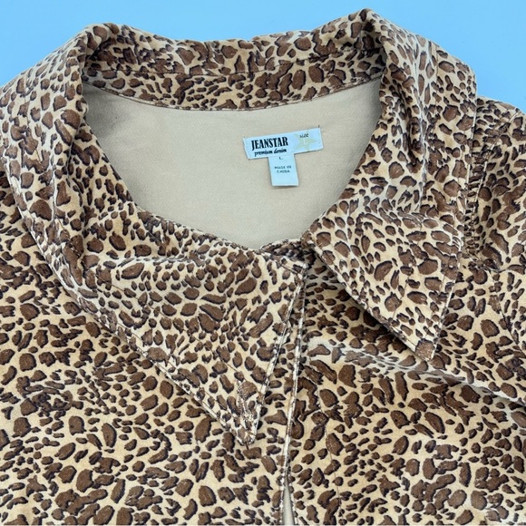 Jeanstar Leopard Print Cropped Jacket – Size Large‎ – NWT – Chic Wide Collar - Picture 2 of 11